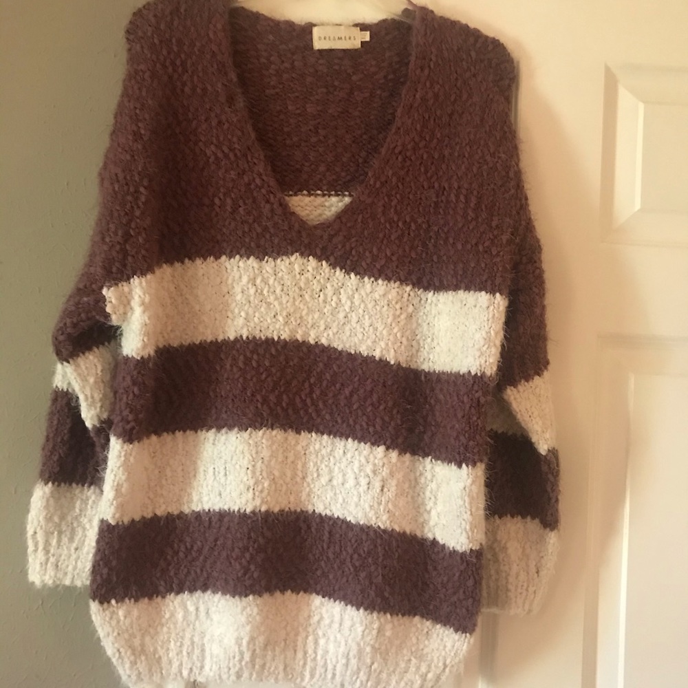 Purple and White Eyelash Sweater